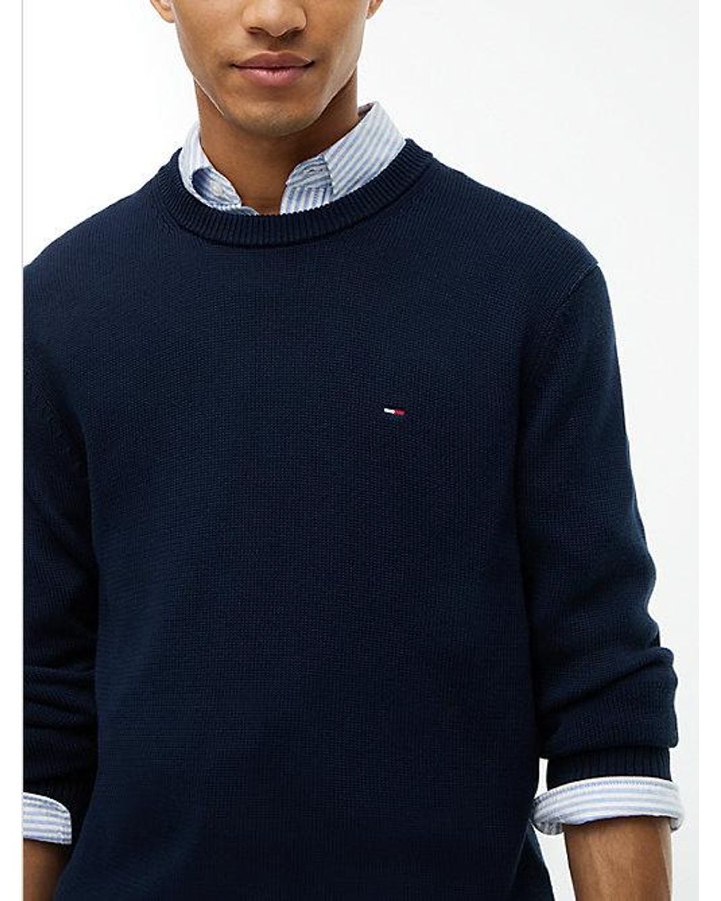 Tommy Hilfiger Blue Tommy Flag Textured Slim Jumper for men