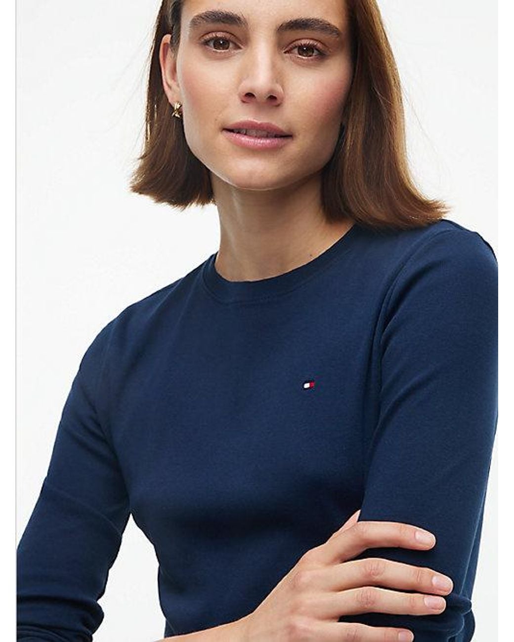 Tommy Hilfiger Blue Flag Embroidery Slim Long Sleeve T-Shirt