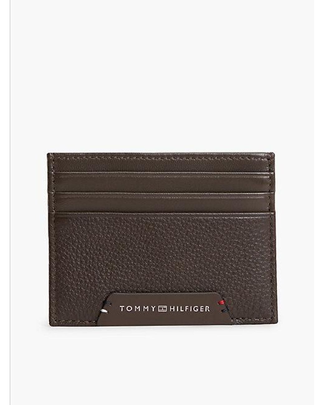 Tommy Hilfiger Brown Corporate Leather Credit Card Holder for men