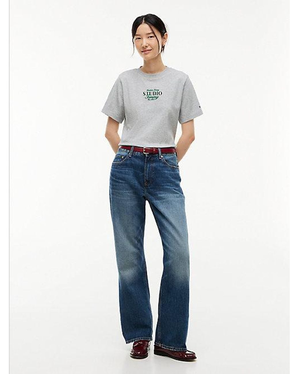 Tommy Hilfiger White Logo Interlock Knit Crew Neck T-Shirt