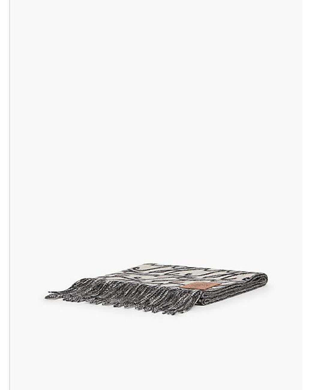 Tommy Hilfiger White Pure Wool Logo Print Scarf