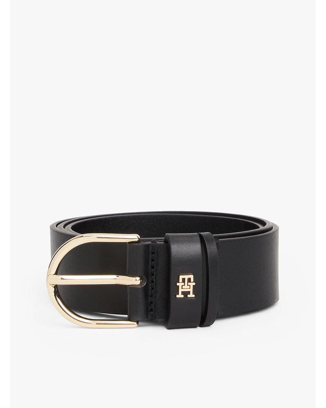 Tommy Hilfiger Black Essential Th Monogram Leather Belt