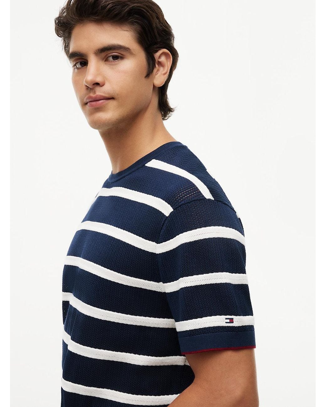 Tommy Hilfiger Red New York Label Breton Stripe Knit Relaxed T-shirt for men