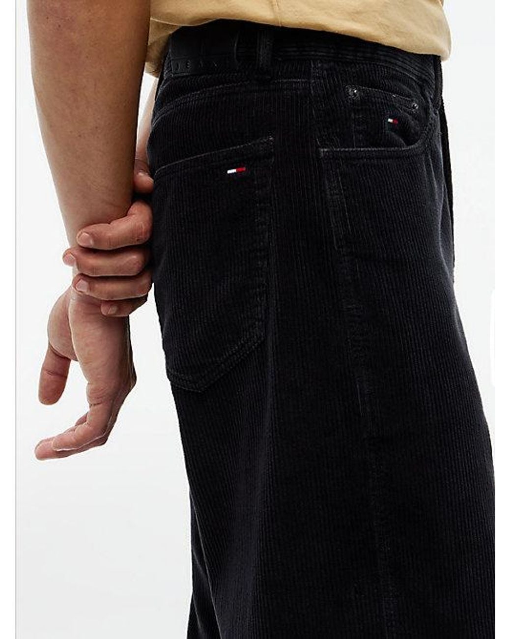 Tommy Hilfiger Black Tommy Jeans Jaimie Loose Straight Five Pocket Corduroy Trousers for men