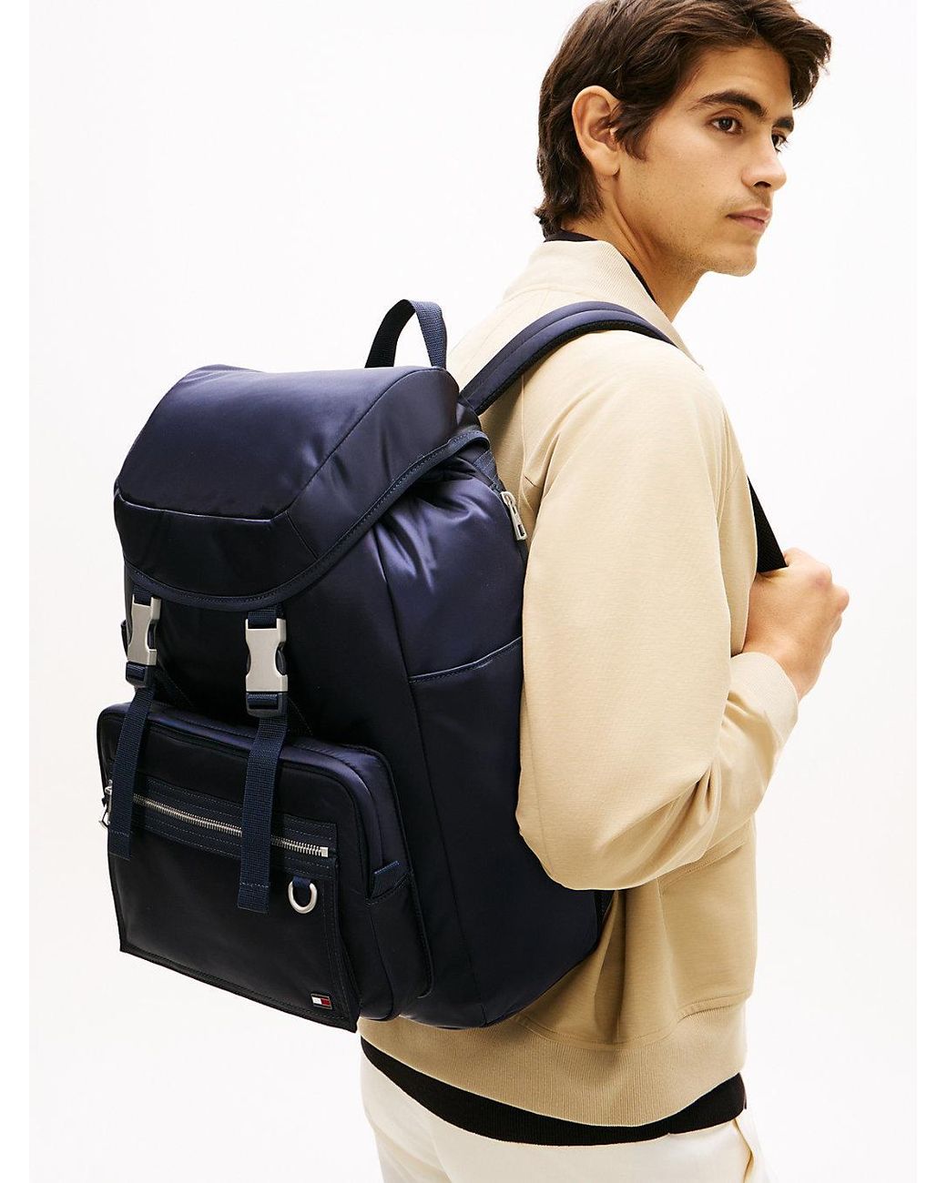 Tommy Hilfiger Blue Toggle Drawstring Travel Backpack for men
