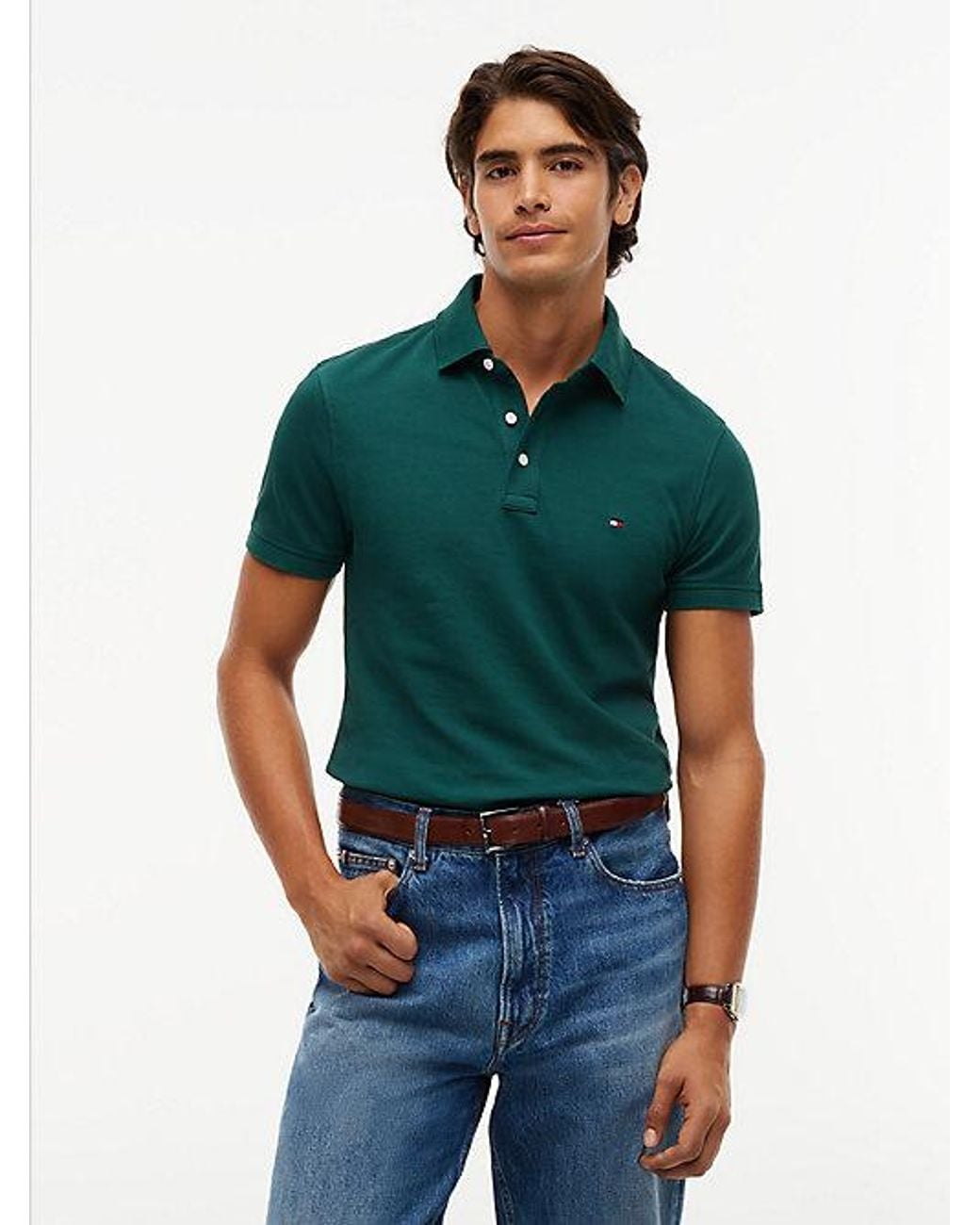 Tommy Hilfiger Green 1985 Slim Fit Pique Polo Shirt for men