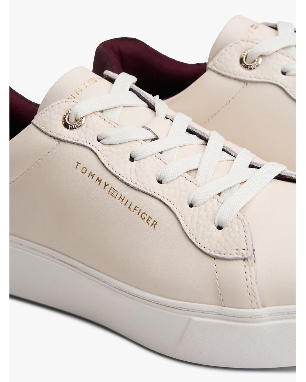 Tommy Hilfiger Natural Leather Cupsole Platform Trainers