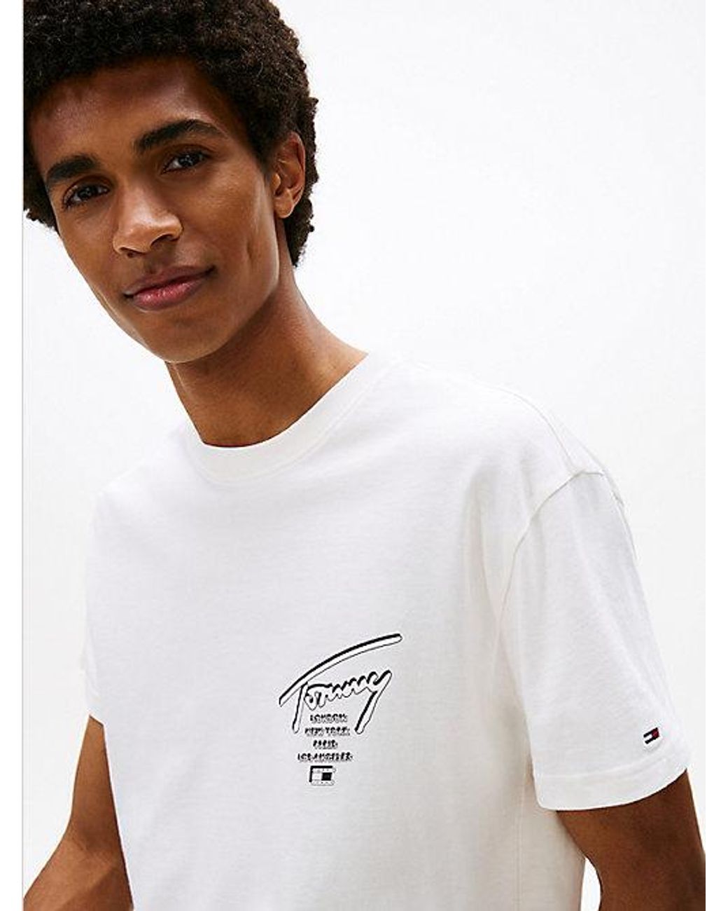 Tommy Hilfiger White Signature Back Logo Jersey T-shirt for men