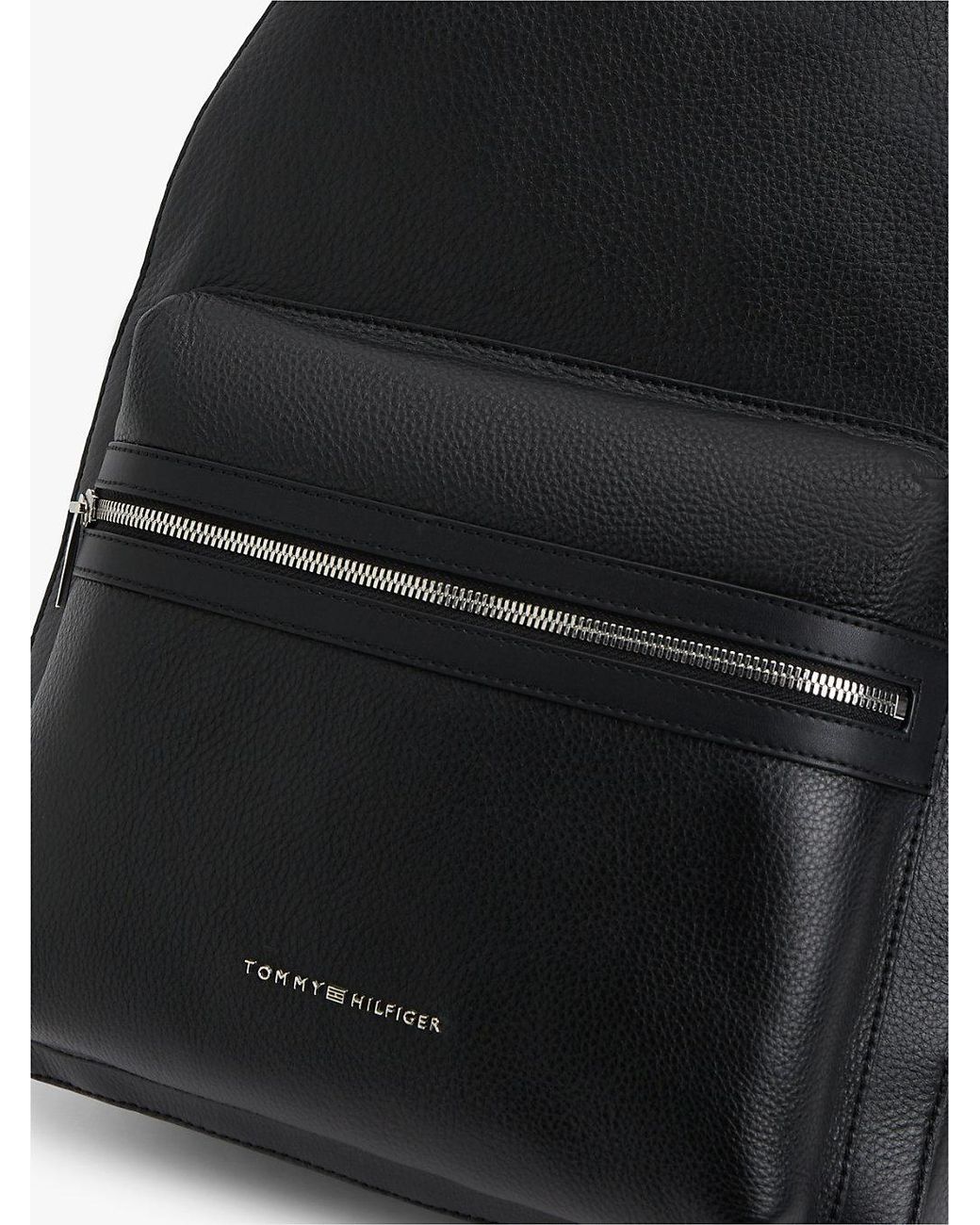 Tommy Hilfiger Black Th Business Premium Leather Dome Backpack for men