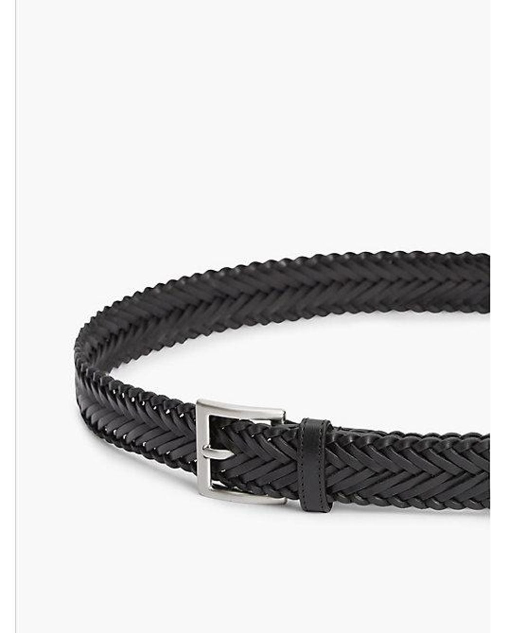 Tommy Hilfiger Black Square Buckle Braided Leather Belt for men