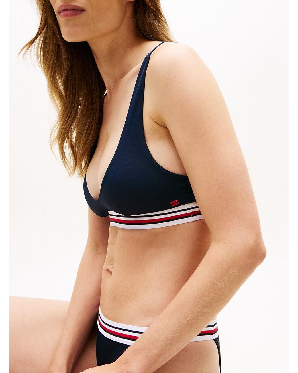Tommy Hilfiger Blue Global Stripe Bralette Bikini Top