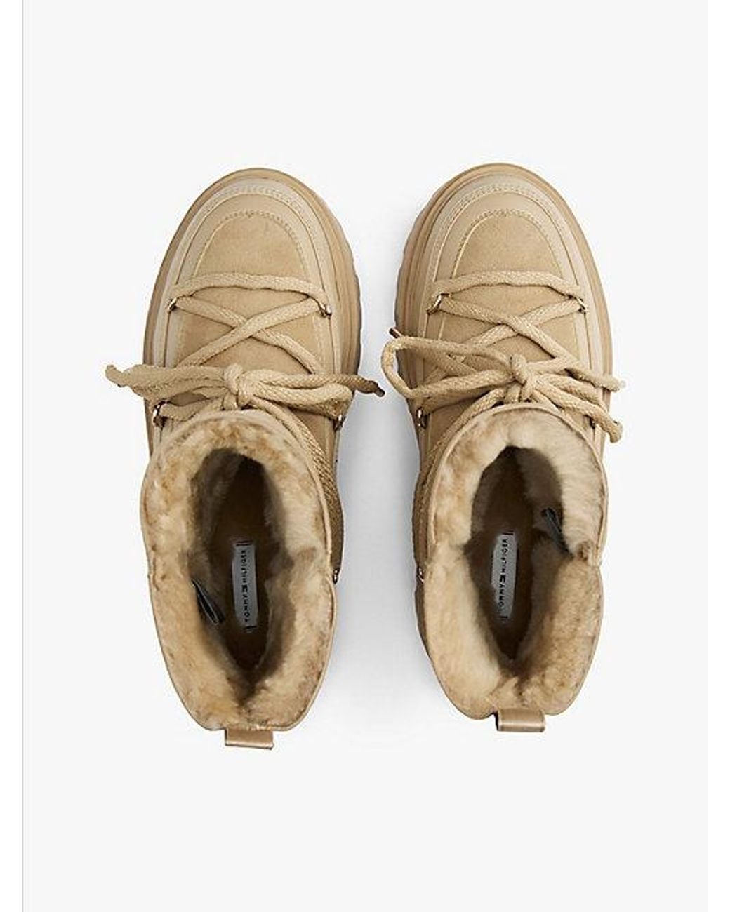 Tommy Hilfiger Natural Leather Th Monogram Cleat Snow Boots