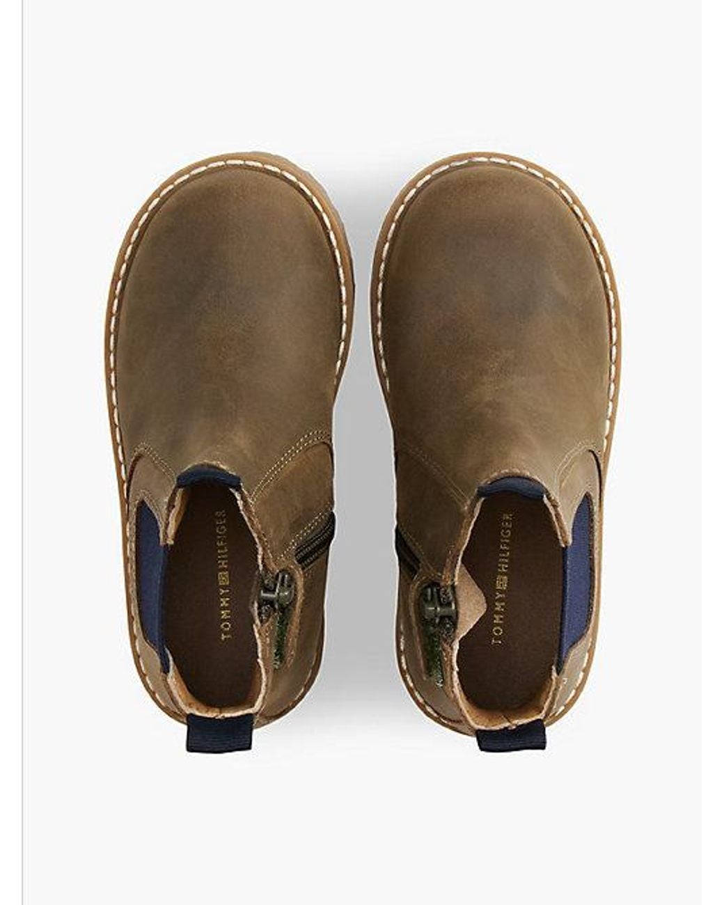 Tommy Hilfiger Brown Leather Cleat Chelsea Boots