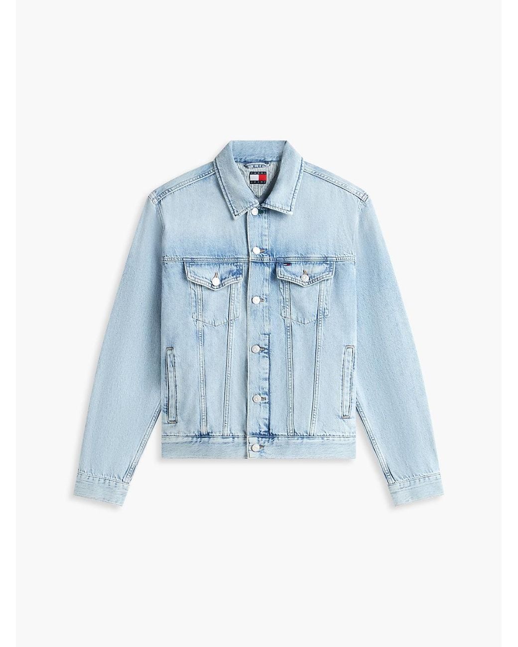 Tommy Hilfiger Blue Ryan Colour-Blocked Vintage Denim Trucker Jacket for men