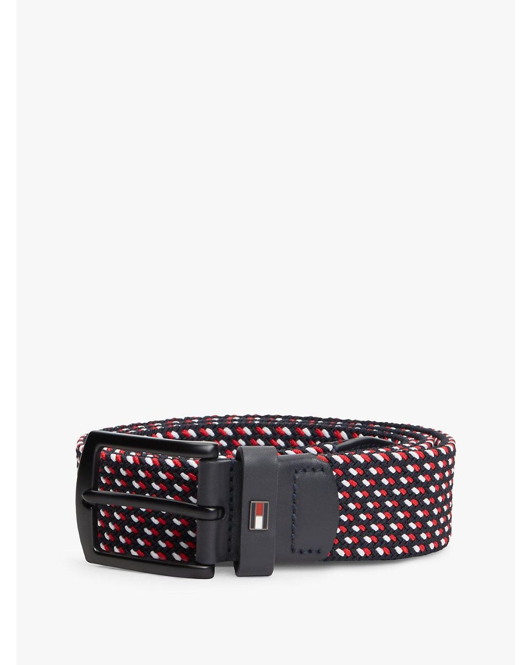 Tommy Hilfiger White Denton Braided Webbing Elastic Belt for men