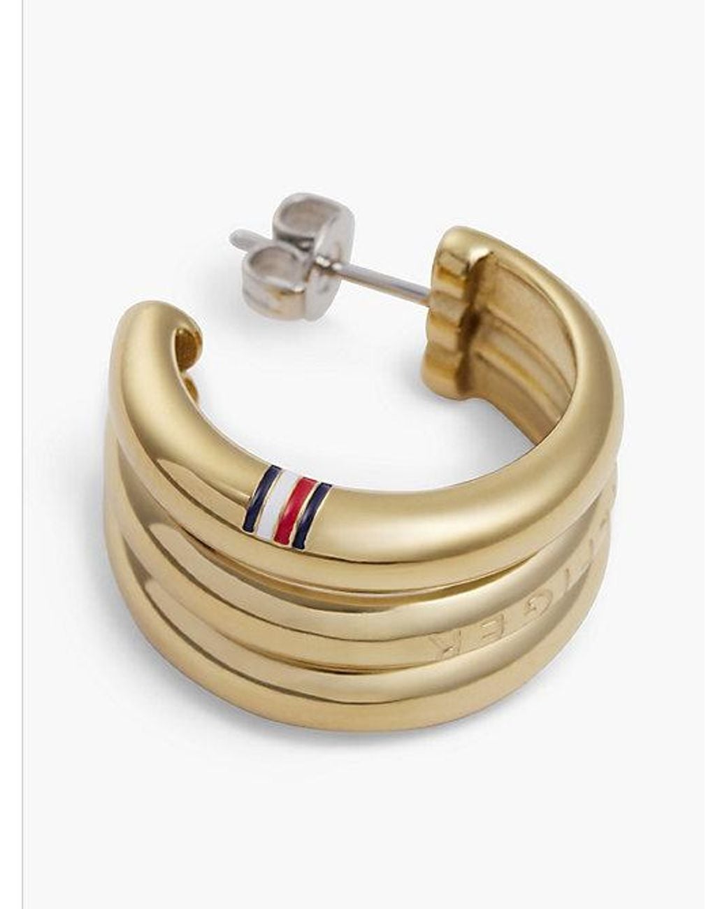 Tommy Hilfiger Metallic Plated Stainless Steel Logo Stud Earrings