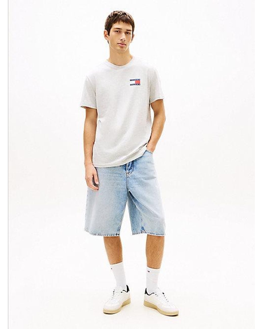 Tommy Hilfiger White Logo Slim Jersey Crew Neck T-Shirt for men