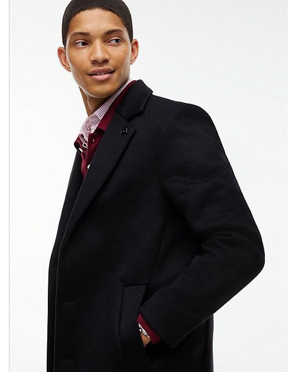 Tommy Hilfiger Blue New York Label Wool Blend Coat for men