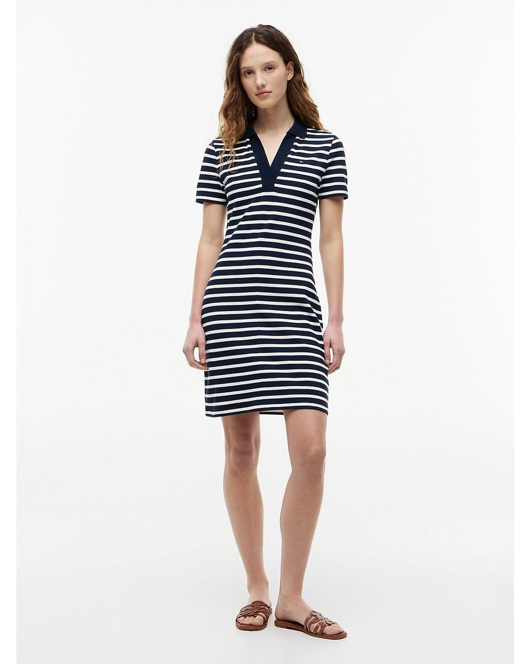 Tommy Hilfiger Blue 1985 Slim Mini Short Sleeve Polo Dress