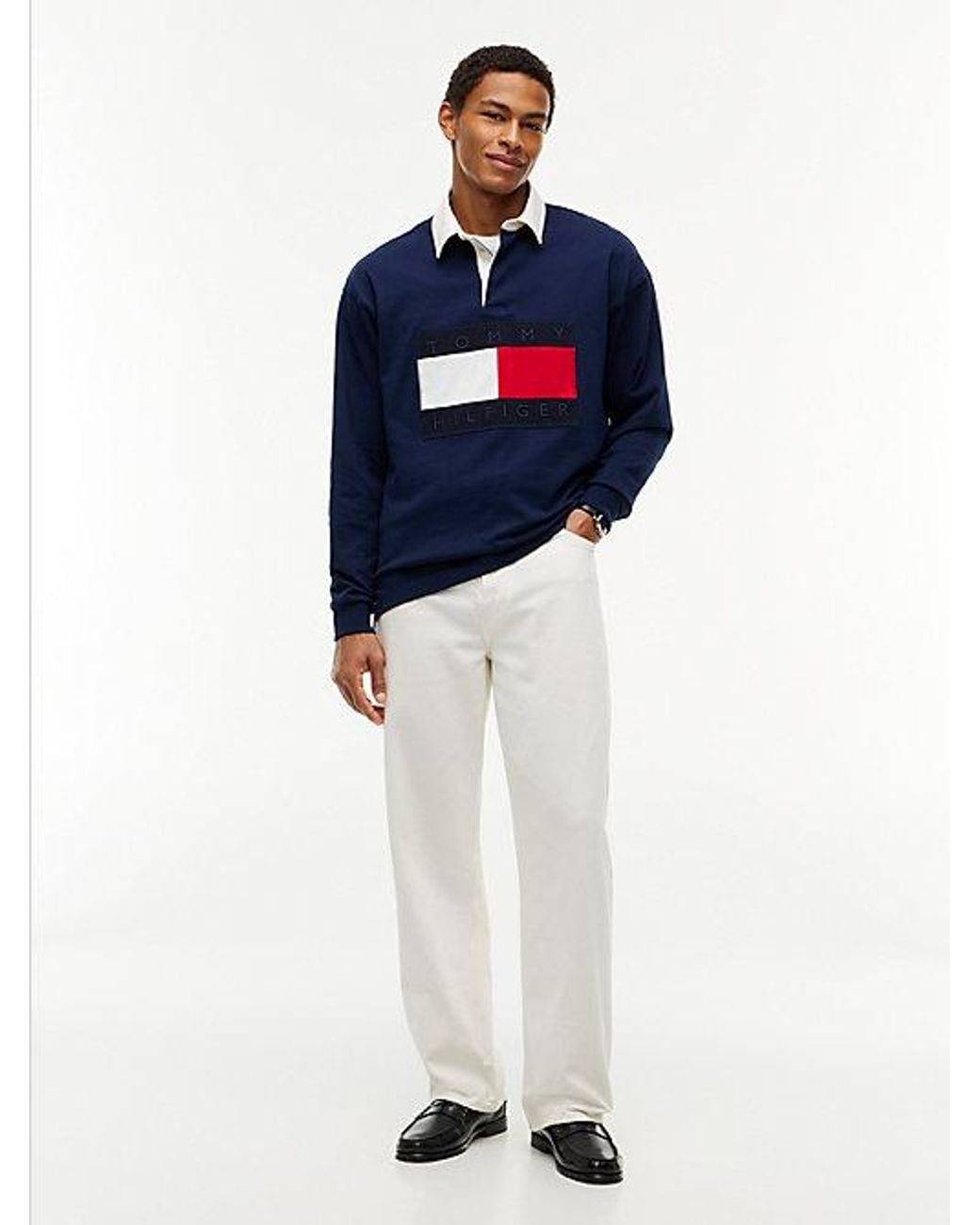 Tommy Hilfiger Blue Flag Logo Relaxed Rugby Shirt for men