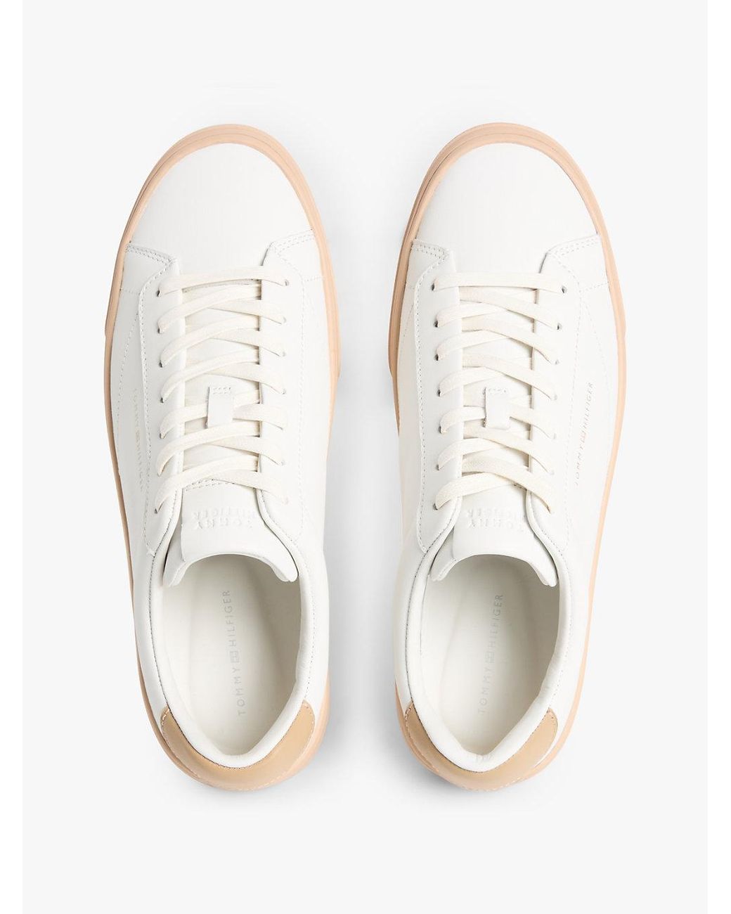Tommy Hilfiger White Premium Leather Cupsole Trainers for men