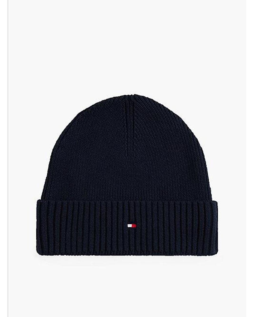 Tommy Hilfiger Blue Hilfiger Flag Embroidery Beanie With Cashmere for men