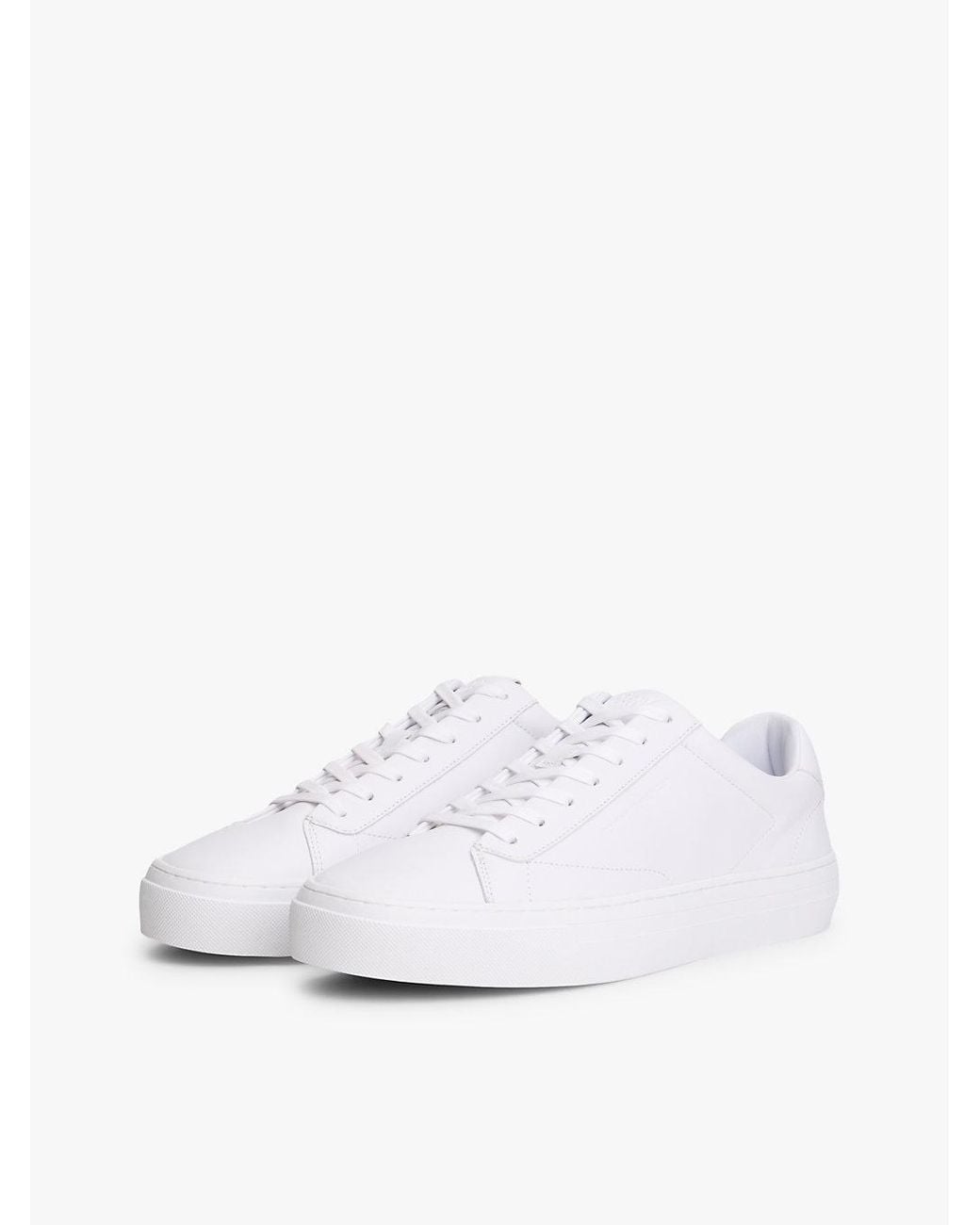 Tommy Hilfiger White Premium Leather Cupsole Trainers for men