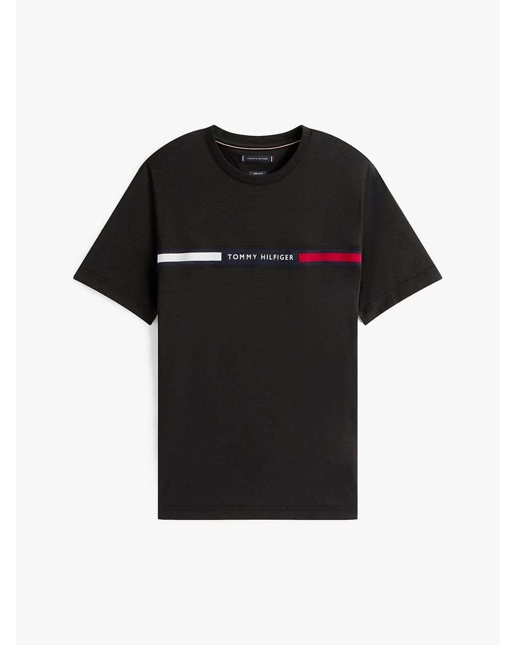 Tommy Hilfiger Black Logo Embroidery Insert T-Shirt for men