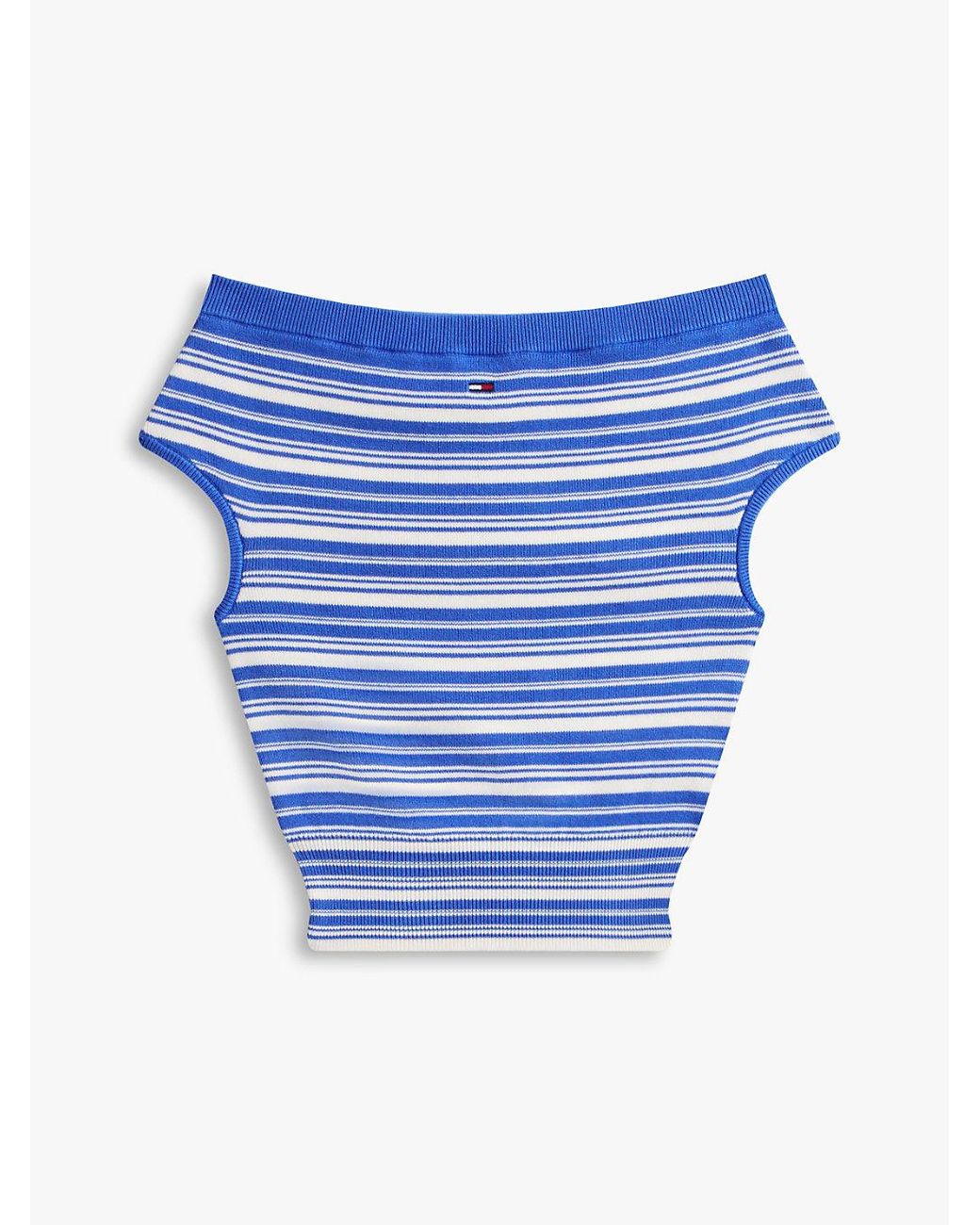 Tommy Hilfiger Blue Stripe Off-the-shoulder Slim Jumper