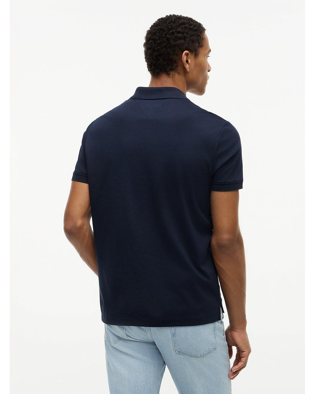 Tommy Hilfiger Blue Regular Fit Fluid Cotton Polo Shirt for men