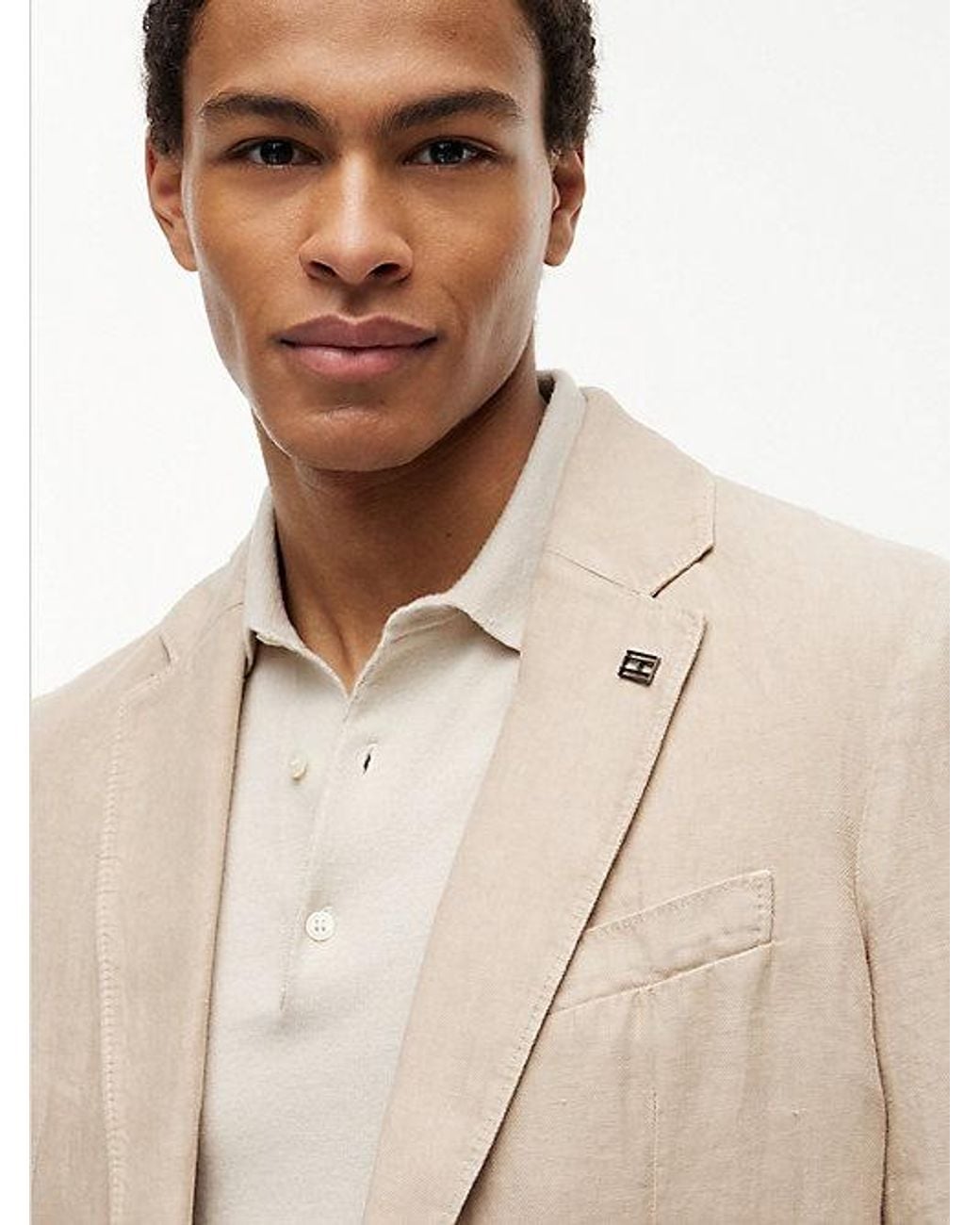 Tommy Hilfiger Natural New York Label Regular Fit Pure Linen Blazer for men