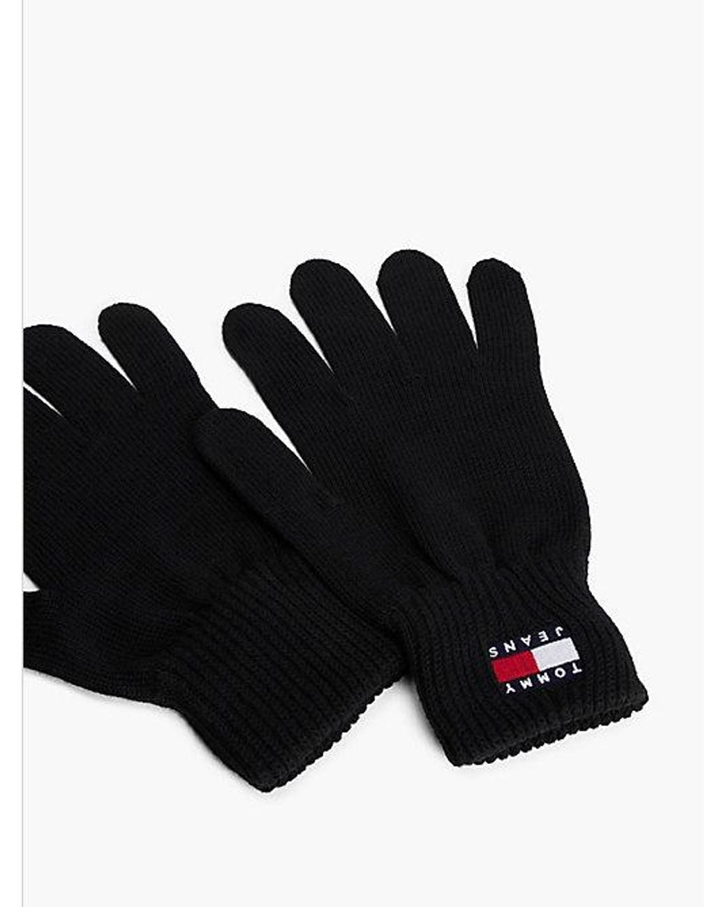 Tommy Hilfiger Black Tommy Jeans Heritage Rib Knit Cuff Gloves for men