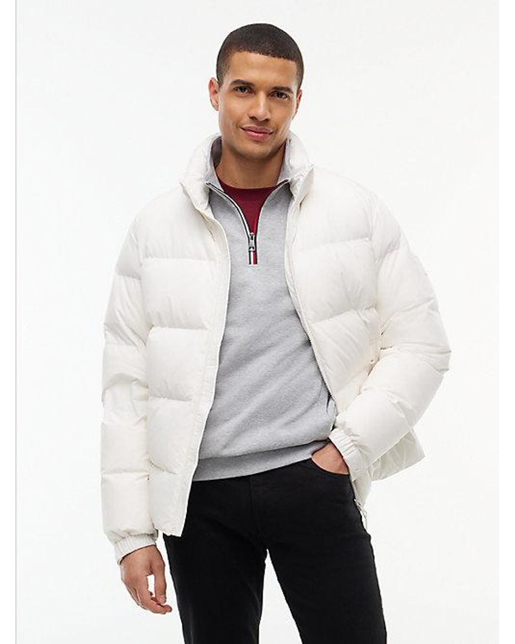 Tommy Hilfiger White Logo Patch Down Puffer Jacket for men