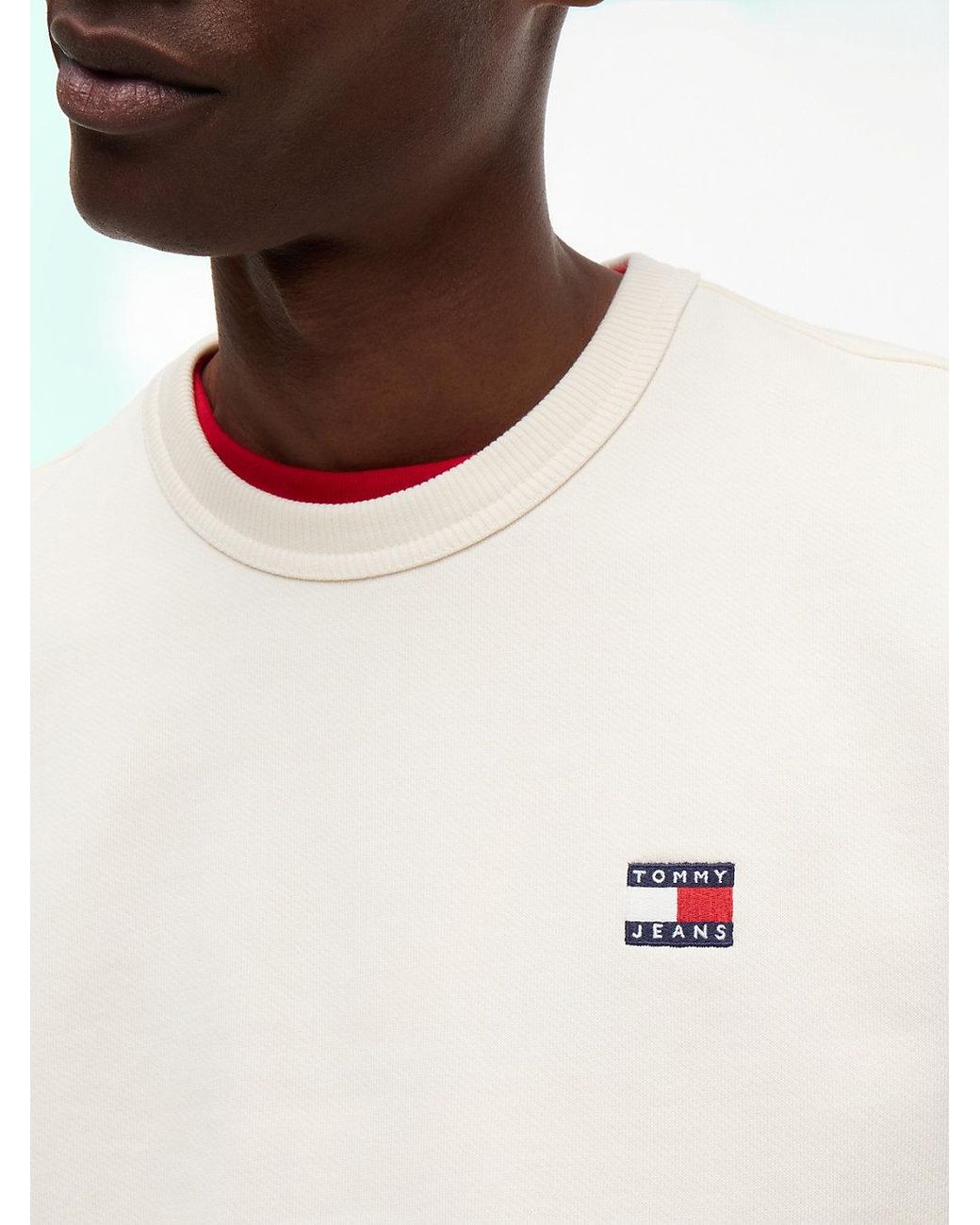 Tommy Hilfiger White Tommy Badge Crew Neck Sweatshirt for men