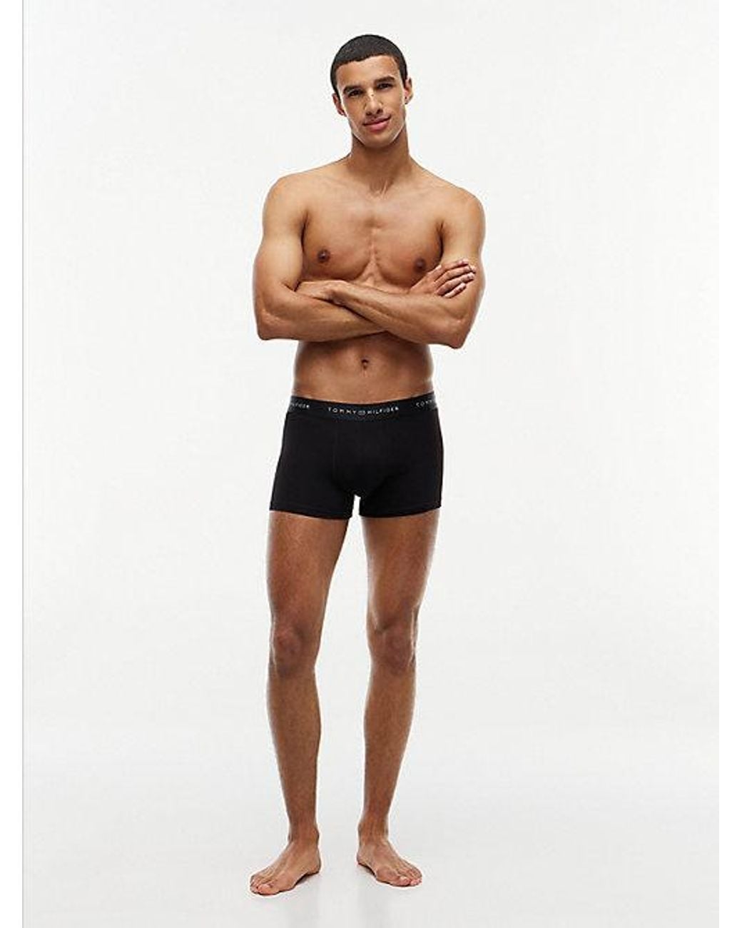 Tommy Hilfiger Black 3 Pack Signature Metallic Logo Waistband Trunks for men