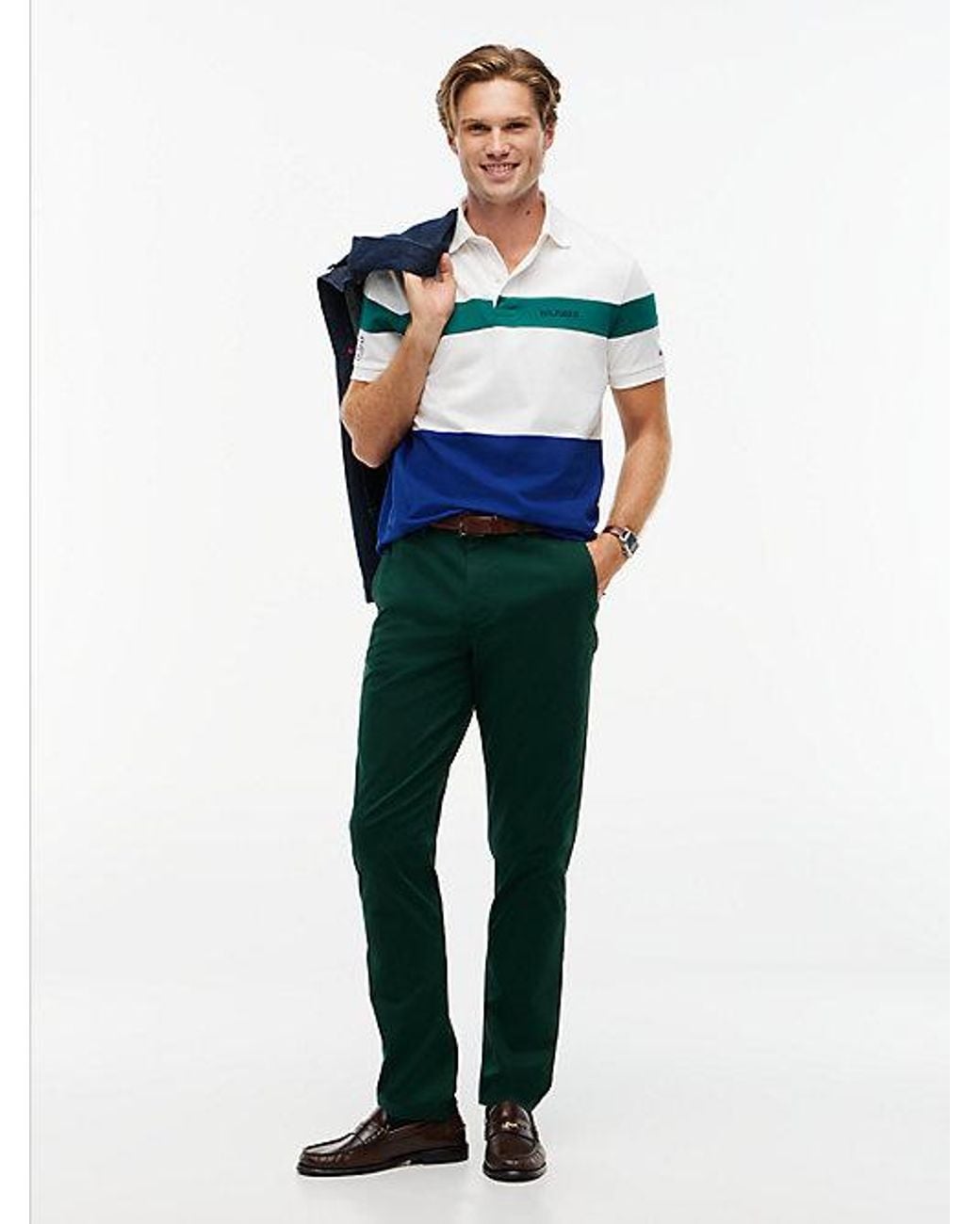 Tommy Hilfiger Green 1985 Denton Slim Straight Leg Chinos for men