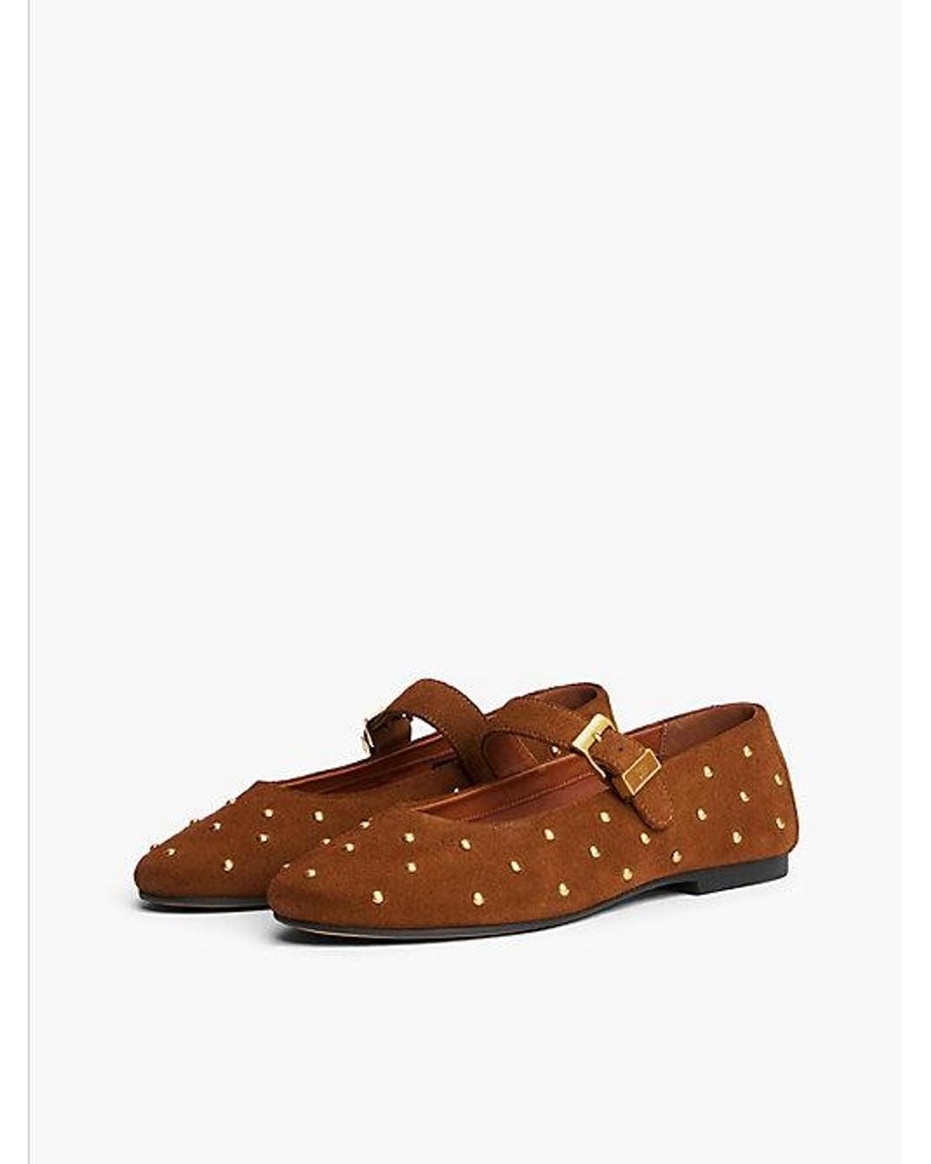 Tommy Hilfiger Brown Suede Stud Buckle Mary Jane Ballerinas