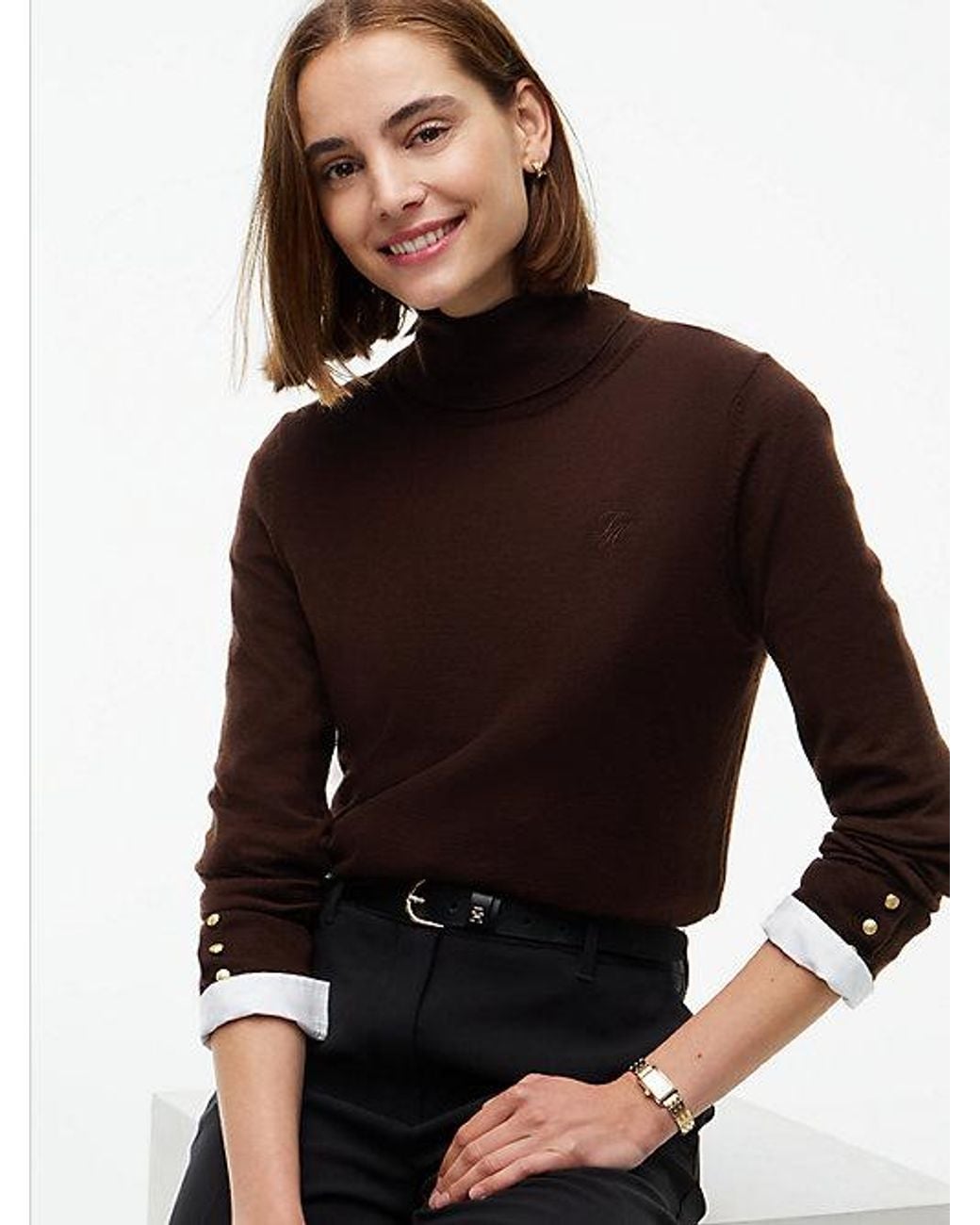 Tommy Hilfiger Red Pure Wool Slim Turtleneck Jumper
