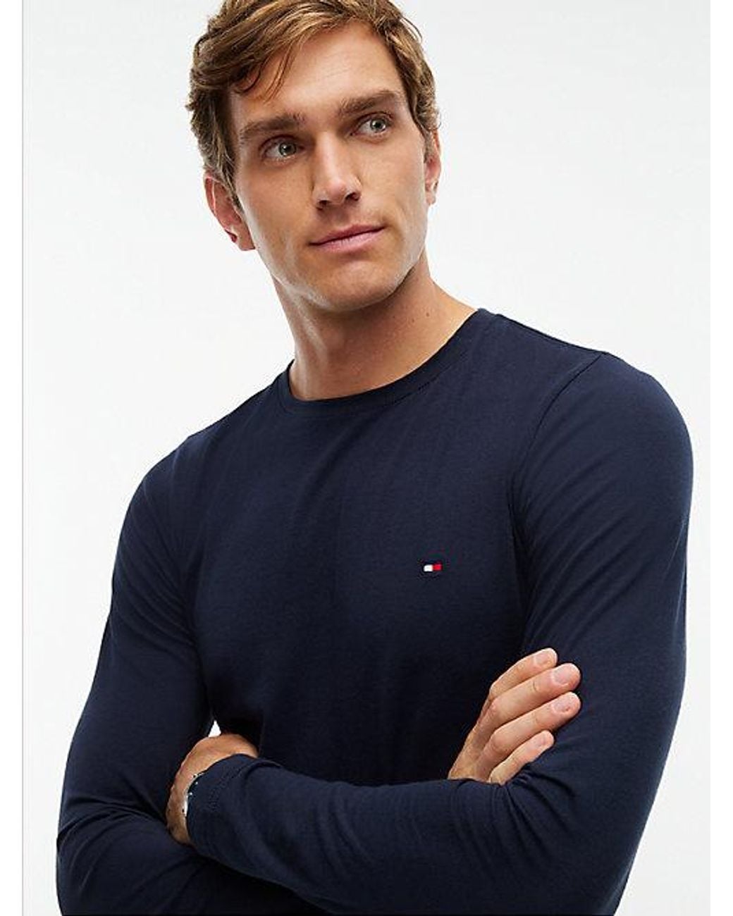 Tommy Hilfiger Blue Slim Jersey Long Sleeve T-Shirt for men