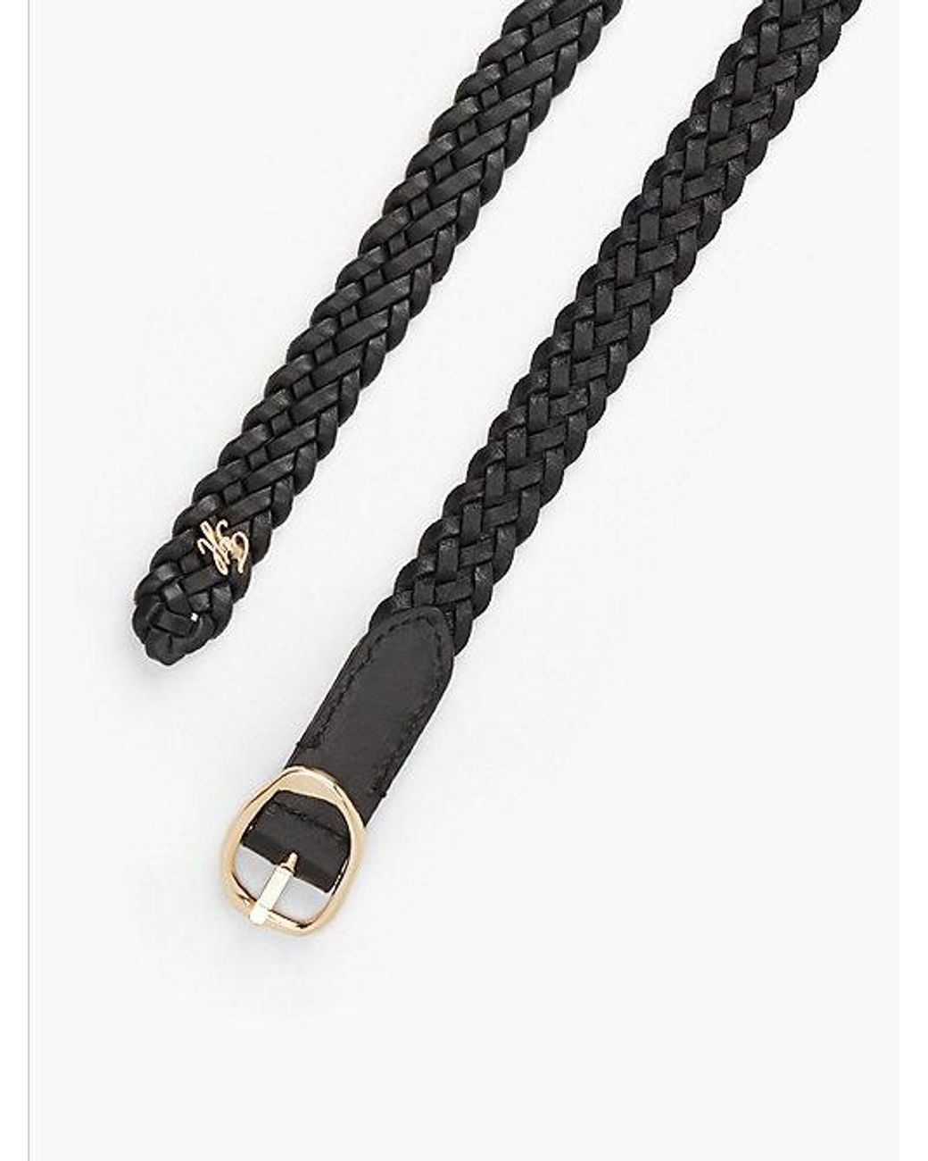 Tommy Hilfiger Black Sculpted Buckle Braided Leather Belt