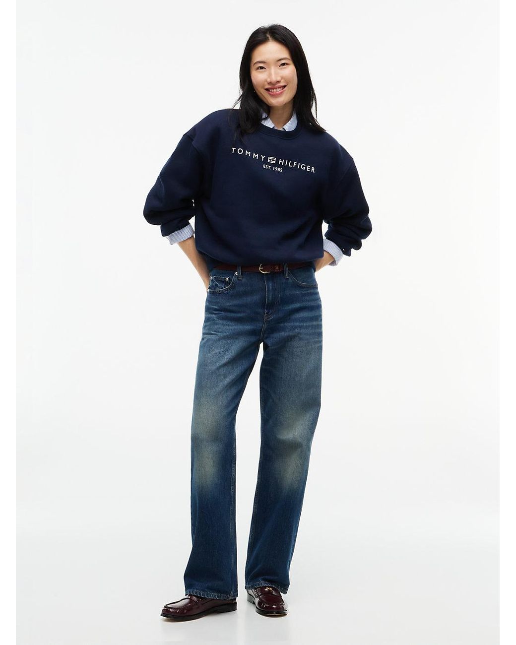 Tommy Hilfiger Blue Logo Relaxed Fleece Sweatshirt