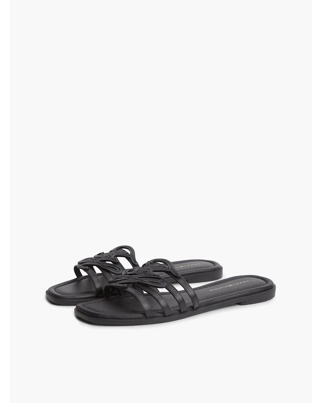 Tommy Hilfiger White Logo Strap Leather Mules