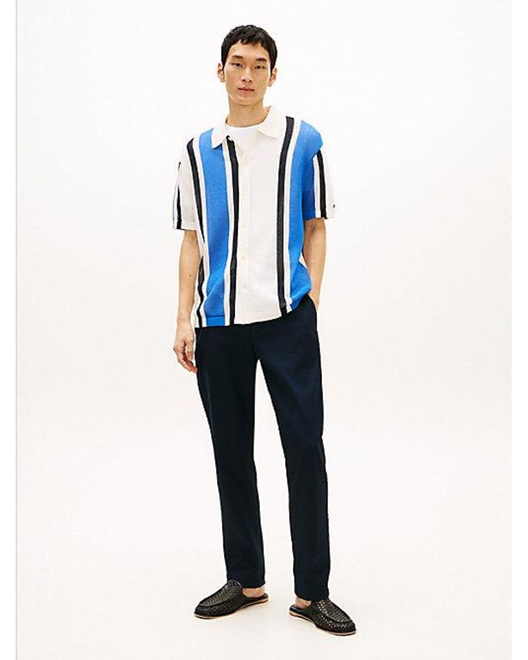 Tommy Hilfiger Blue Relaxed Fit Open Knit Short Sleeve Shirt for men