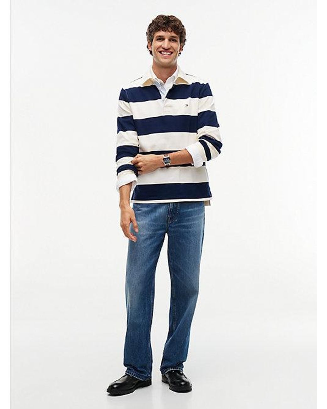 Tommy Hilfiger Blue Rugby Stripe Jersey Sweatshirt for men