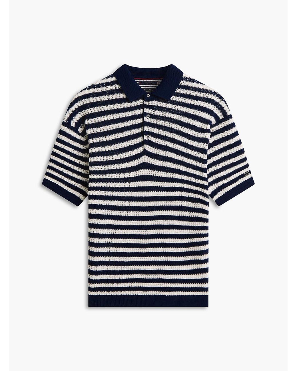 Tommy Hilfiger Blue New York Label Relaxed Fit Knit Polo Shirt for men