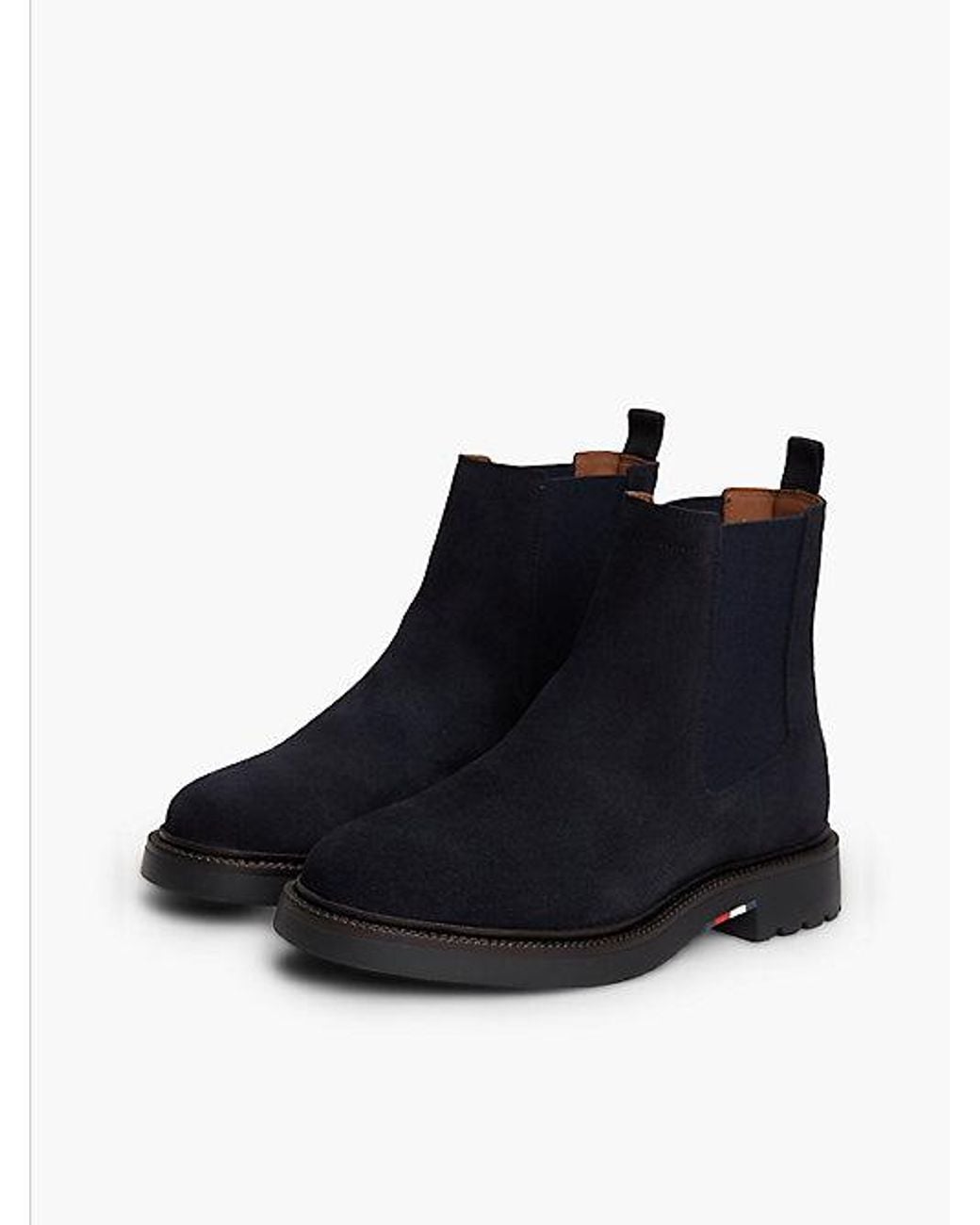 Tommy Hilfiger Black Suede Embossed Cleat Chelsea Boots for men
