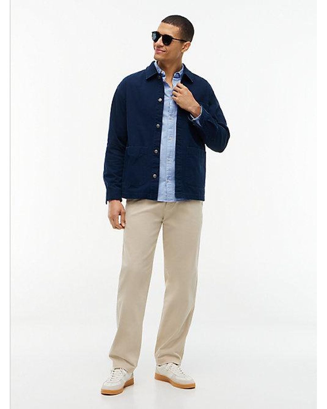 Tommy Hilfiger Blue Stretch Oxford Cotton Slim Fit Shirt for men