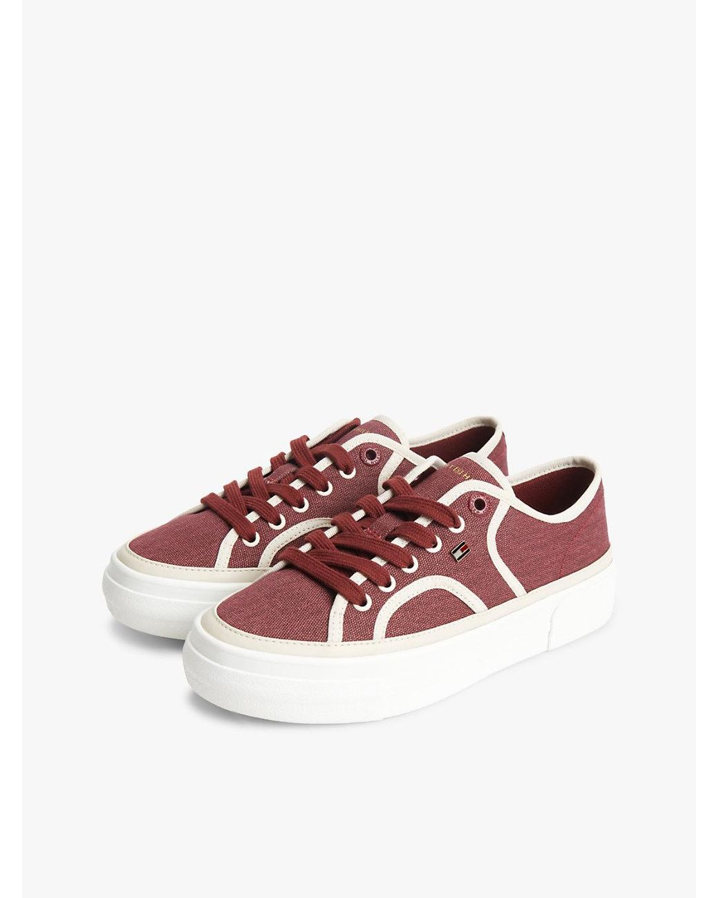 Tommy Hilfiger Multicolor Contrast Piping Canvas Platform Trainers