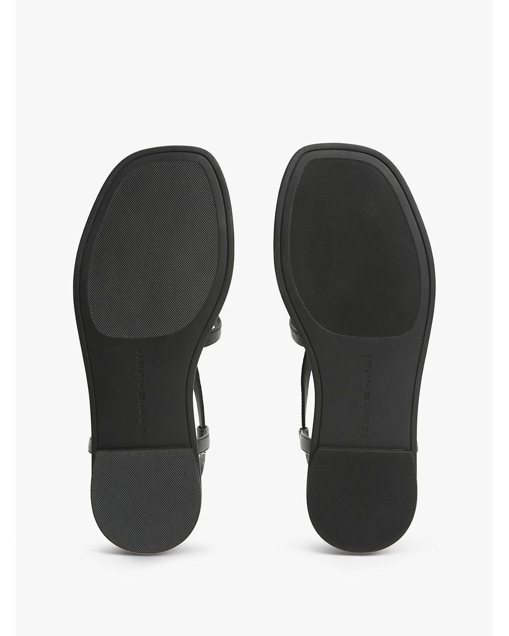 Tommy Hilfiger Black Leather Strap Toe Post Sandals