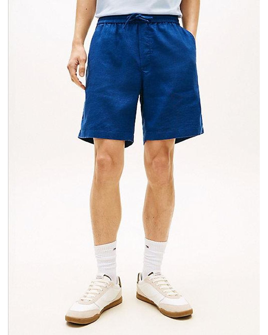 Tommy Hilfiger Blue Dover Linen Blend Regular Fit Chino Shorts for men